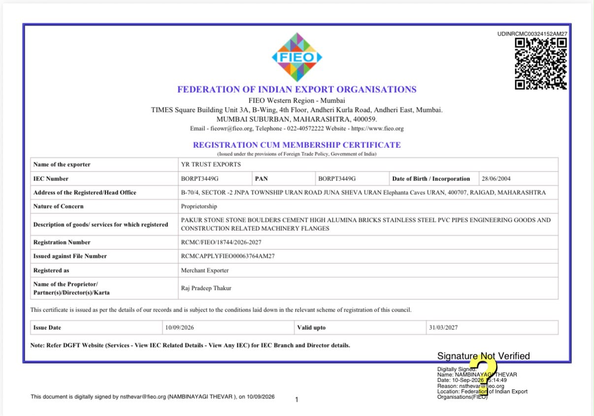 Registration Cum Membership Certificate